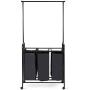 Heize best price Black 3 Bag Home Rolling Laundry Sorter Cart Hamper Clothes Organizer with Hanging Bar Closet System Storage Organizer Garment Rack Clothes Hanger Dry Shelf Heavy Duty(U.S. Stock)