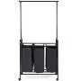 Heize best price Black 3 Bag Home Rolling Laundry Sorter Cart Hamper Clothes Organizer with Hanging Bar Closet System Storage Organizer Garment Rack Clothes Hanger Dry Shelf Heavy Duty(U.S. Stock)
