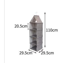 HBOS Hanging Storage Bag Fabric Multi-Layer Boxes Drawer Wardrobe Storage (Four Gray)