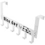 Art Over Door Hook Keys Hook Hanger 6 Hook Rack Clothes Holder for Closet Cabinet Door Wall Decor(White)