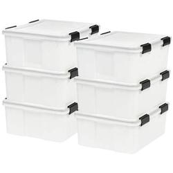 IRIS 30 Quart WEATHERTIGHT Storage Box, 6 Pack, Pearl