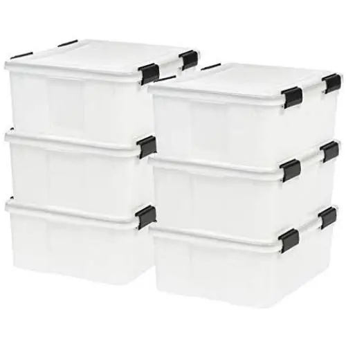 IRIS 30 Quart WEATHERTIGHT Storage Box, 6 Pack, Pearl IRIS 30 Quart WEATHERTIGHT Storage Box, 6 Pack, Pearl