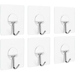 DILISS Adhesive Wall Hooks Wall Hangers Without Nails 15 pounds (Max) 180 Degree Rotating Heavy Duty Seamless Scratch Hooks for Hanging Bathroom Kitchen Office (10 Pack)