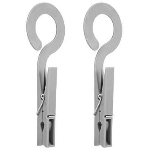 uxcell Laundry Hook Clips Windproof Hanger Buckle 26mm I.D Loaded Clothespin, PP for Clothes Drying Picture Hanging Grey 2pcs