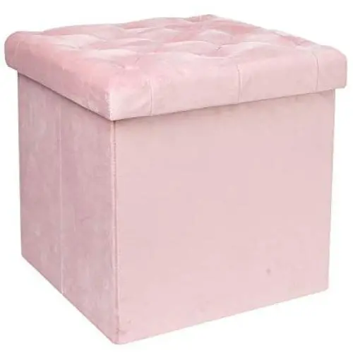 B FSOBEIIALEO Storage Ottoman Cube, Velvet Tufted Folding Ottomans with Lid, Footstool Rest Padded Seat for Bedroom (Pink, Medium) B FSOBEIIALEO Storage Ottoman Cube, Velvet Tufted Folding Ottomans with Lid, Footstool Rest Padded Seat for Bedroom (Pink, Medium)