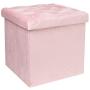 B FSOBEIIALEO Storage Ottoman Cube, Velvet Tufted Folding Ottomans with Lid, Footstool Rest Padded Seat for Bedroom (Pink, Medium)