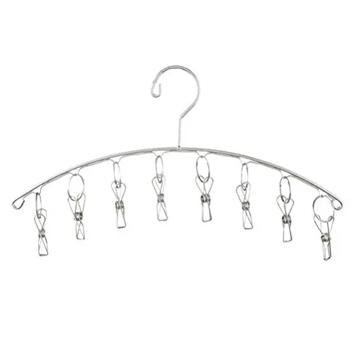 Vosarea 2PCS Stainless Steel Dryer Hanger Laundry Drying Rack with 8 Pegs for Drying Socks Bras Towel Underwear Hat Scarf Pants Gloves and Baby Clothes