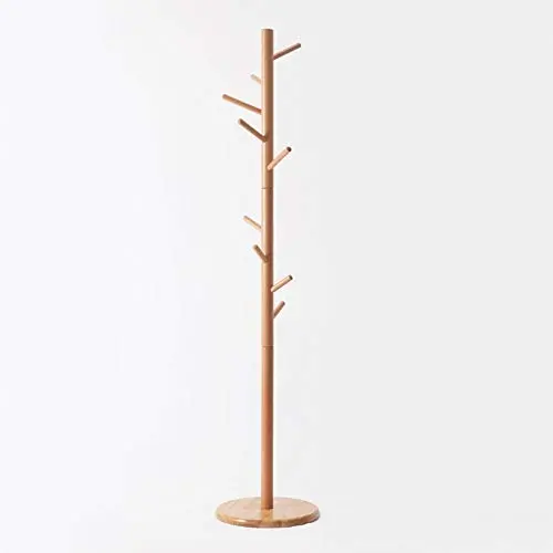 XZSAW Floor Standing Hat and Coat Coat Rack Clothes Hat Tree Retro Wood Hanger Floor Hanger Coat Rack Bedroom Simple Clothes Shelf Disassembly Simple Modern Single Rod (Color : Style A)