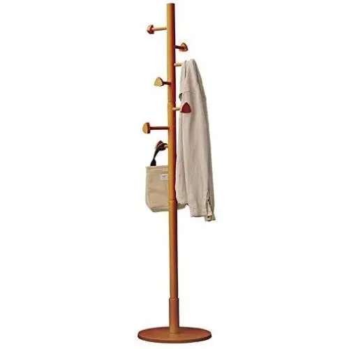 ZWJ-Coat Rack Coat Rack Hat Rack Clothes Hanger, Solid Wood Free Standing Coat Stand Tree Holder, with 7 Hooks and Round Base (Color : Natural Color)