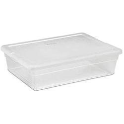 STERILITE 28 Quart Clear Bin Storage Boxes Tote Container w/White Lid (100 Pack)