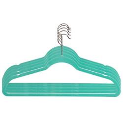 Velvet Hangers with Accessory Bar - For Shirts, Dresses, and Delicate Clothing - Non-Slip Velvety Smooth Texture - Slim Space Saving Design- sea foam green- 50 Pack - 17.5 x 0.2 x 9.5 Inches