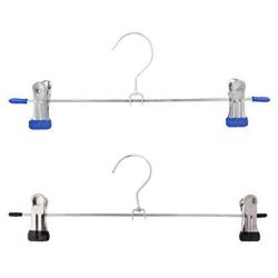 10pcs Random Color Stainless Steel Trouser Hanger Rack Coat Pants Skirt Hangers Clothes Stand Holder with 2 Adjustable Non-Slip Clips