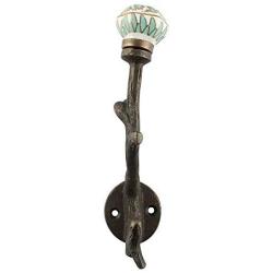 Indianshelf Handmade 3 Artistic Vintage Green Iron Hexagon Small Wall Hooks Hangers/Clothes Hooks Wall Mount