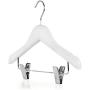 HANGERWORLD 12 White Wooden 11.8inch Kids Notched Coat Clothes Garment Hangers Non Slip Adjustable Clips