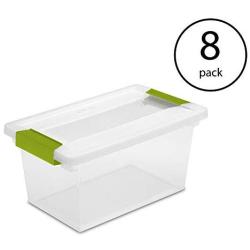 Sterilite Medium Clip Boxes Clear Heavy Duty Plastic Stackable Storage Container Bin (8 Pack)