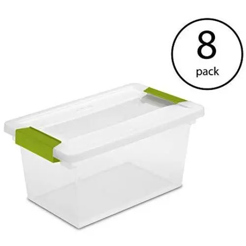 Sterilite Medium Clip Boxes Clear Heavy Duty Plastic Stackable Storage Container Bin (8 Pack) Sterilite Medium Clip Boxes Clear Heavy Duty Plastic Stackable Storage Container Bin (8 Pack)