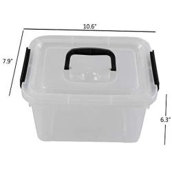 Begale 5 Quart Plastic Small Storage Container, Clear Latch Boxes with Latches, 4-Pack