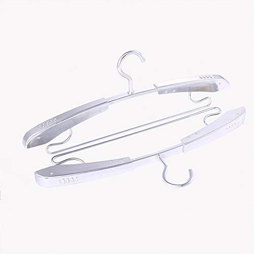 Clothes hanger QFFL Telescopic Hanger Aluminum Alloyhanger 5 Strong Heavy Duty Coat Hangers for Suit, Trouser Etc Garment Gold, Silver,410x178mm/16.1x70 Inch Hangers (Color : Silver)