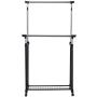 Double Rail Adjustable Garment Rack Rolling Clothes Hanger w/Shoe Rack Portable
