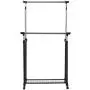 Double Rail Adjustable Garment Rack Rolling Clothes Hanger w/Shoe Rack Portable Double Rail Adjustable Garment Rack Rolling Clothes Hanger w/Shoe Rack Portable