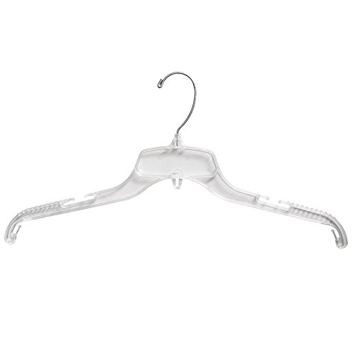 NAHANCO 98800 Plastic Shirt Dress Hanger with a Coordinate Connector, Heavy Weight, 17", Clear (Bulk Pack of 100)