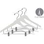 The Great American Hanger Company White Wooden Combo Hangers with Adjustable Cushion Clips, (Box of 50) Space Saving Flat 17 Inch Hanger with Chrome Swivel Hook & Notches