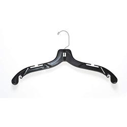 NAHANCO 2508 Plastic Dress Hanger, T-Shirt Weight, 17", Black (Pack of 100)