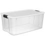 STERILITE 19909804 116 Quart/110 Liter Ultra Latch Box, Clear with a White Lid and Black Latches (116 Quart, 8-Containers)