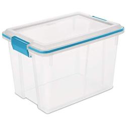 Sterilite 19324306 Gasket Boxes See-Through Lid and Base with Blue Aquarium Latches and Gasket, 20-Quart, 6-Pack