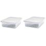 HOMZ 28 Quart Snaplock Container Clear Storage Bin with Lid, 2 Pack, White