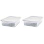 HOMZ 28 Quart Snaplock Container Clear Storage Bin with Lid, 2 Pack, White