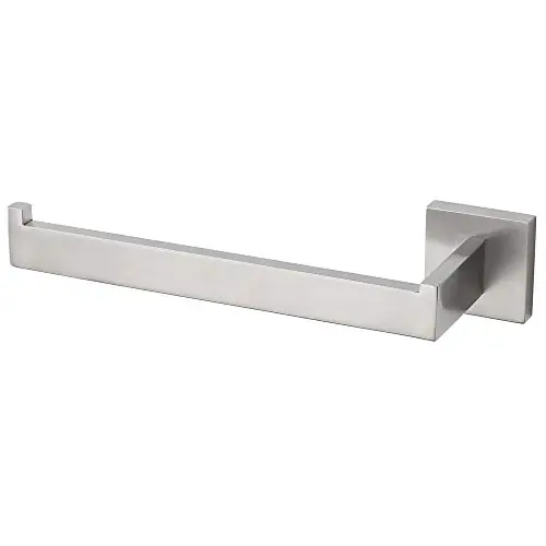 VELIMAX Premium Stainless Steel Hand Towel Holder Square Towel Ring Towel Hanger Wall Mounted for Bathroom Contemporary Style, Brushed Finish, Left Opening
