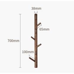 HTDZDX Tree Branch Design Coat Rack Wall Mounted Solid Wood Clothes Hat Hanger Storage Organizer, Walnut Color (Size : 70cm)