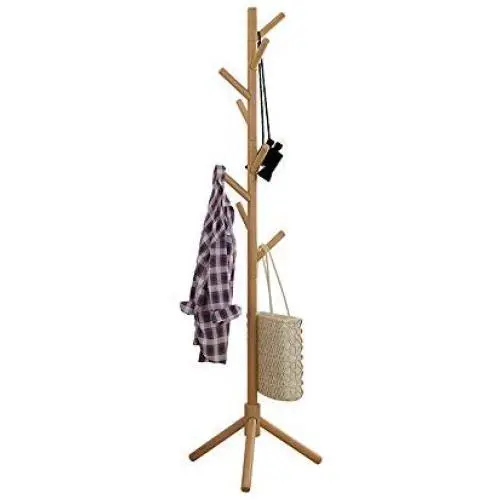 Wooden Coat Rack Hanger Floor Bedroom Multi-Function Rack Simple Clothes Rack Hanger Holder Free Standing Hook for Hallway Entryway (Khaki) Wooden Coat Rack Hanger Floor Bedroom Multi-Function Rack Simple Clothes Rack Hanger Holder Free Standing Hook for Hallway Entryway (Khaki)