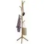 Aviat Coat Rack Free Standing Wooden Holder,Multifunctional&Super Easy Assembly&Sturdy,Hallway/Entryway Coat Hanger Stand Floor Storage Shelf for Clothes,Suits,Shoes,Bag Scarf [Ship from USA] (Khaki)