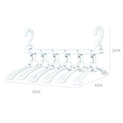 HJYPYJ Magic Hanger,PP Double Hook Folding Hanger,Space-Saving Organizer Hangers,for Balcony,Wardrobe Stable/Blue / 6 pcs