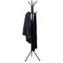 Mind Reader Standing Metal Coat Rack Hat Hanger 11 Hook for Jacket, Purse, Scarf Rack, Umbrella Tree Stand, Black