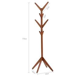 SHELFDQ Solid Wood Tree Coat Rack European Style Hotel Floor Clothes Rack Simple Creative Hanger (Color : Pure White)