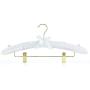 HANGERWORLD 10 White 17inch Satin Padded Coat Clothes Hangers with Clips for Skirts Pants Wedding Garments