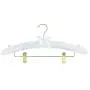 HANGERWORLD White 17inch Satin Padded Coat Clothes Hangers with Clips for Skirts Pants Wedding Garments