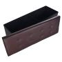 Ottoman Bench PU Leather Rectangular Folding Toy Storage Boxes Footstools Padded Seat for Living Room Bedroom 43 x 15 x 2 Inch Shipped from USA (Brown)