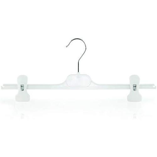 HANGERWORLD 10 White 15inch Plastic Coat Clothes Garment Pants Skirt Hangers Adjustable Clips