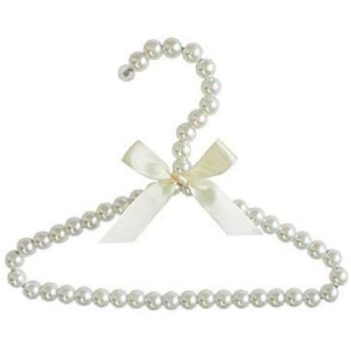 SAASNY Standard Hangers,Children Kids Pearl Beaded Bowknot Clothes Hangers with Trouser Bar Hangers,（Pack of 30） White Ideal for Home and Shops