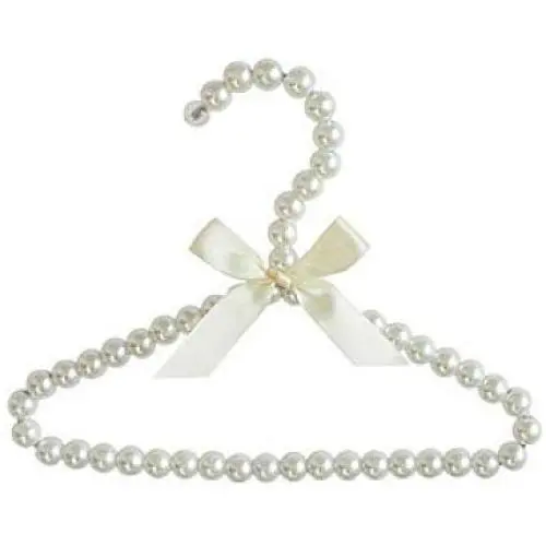 SAASNY Children Kids Pearl Beaded Bowknot Clothes Hangers with Trouser Bar Hangers,（Pack of 20） White Ideal for Home and Shops