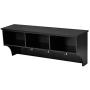 Black Wall Mount Coat Rack Cloth Hanger Hook Organizer Entryway Hallway Storage Shelf with Ebook