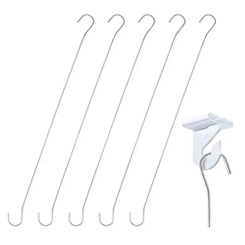 Pack of 50 ? 12” Long Metal Double C Display Hook Hang Wire, Ceiling Hook, Ceiling Sign & Banners Holder, Ceiling Item Hangers, Hook Opening 5/8"