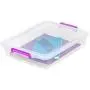 IRIS USA, Inc. MLB-360 Large Modular Latching Box-Purple Handle, 6 Pack, Clear/Violet