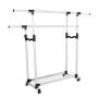 EBTOOLS Clothes Rack Adjustable Collapsible Rolling Double Rails Garment Holder Clothes Coat Wardrobe Rack Dryer Hanger with Storage Net or Home Kitchen Living Room
