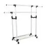 EBTOOLS Clothes Rack Adjustable Collapsible Rolling Double Rails Garment Holder Clothes Coat Wardrobe Rack Dryer Hanger with Storage Net or Home Kitchen Living Room