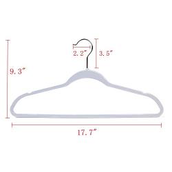 Quality Plastic Non Velvet Non-Flocked Thin Compact Hangers Swivel Hook Gray (50)